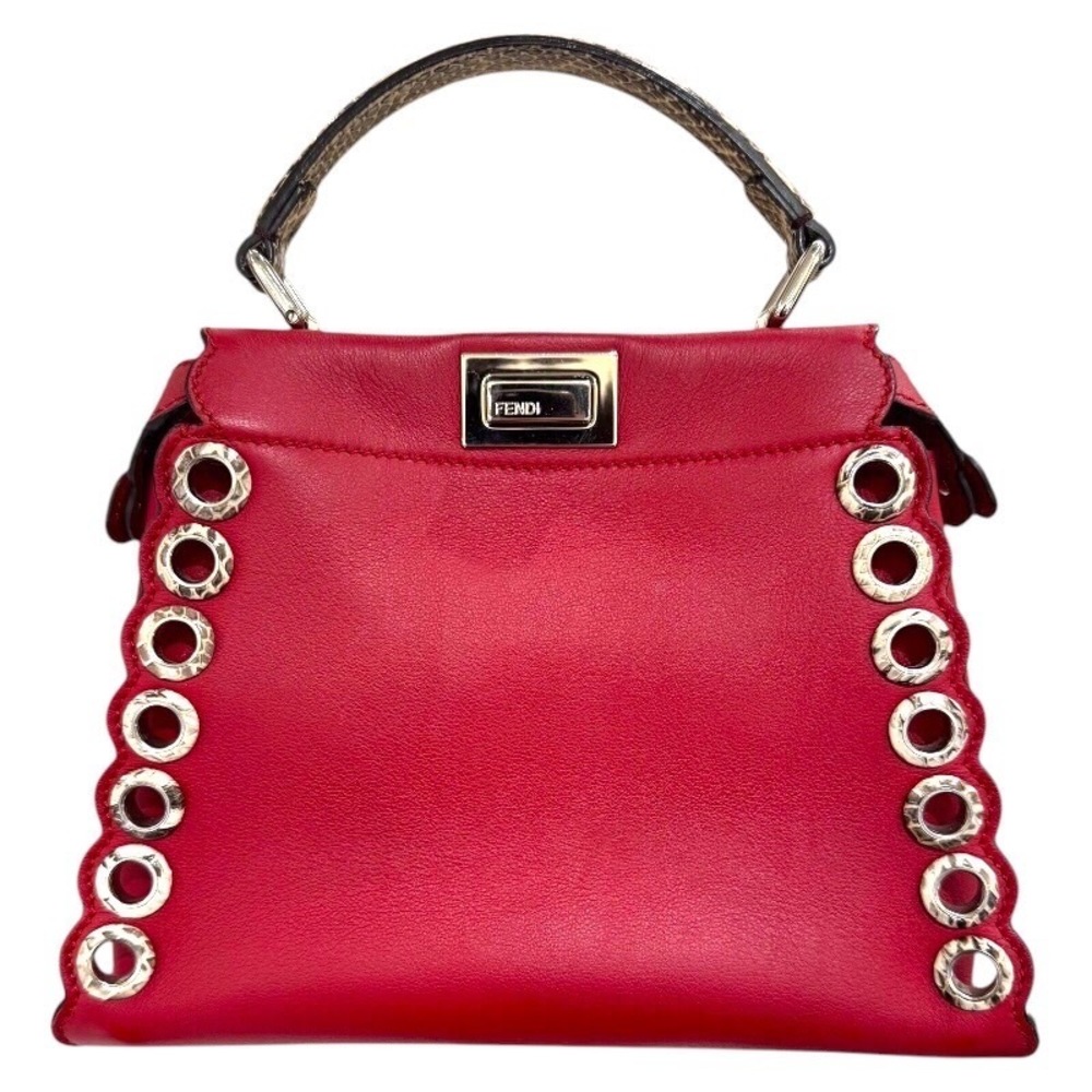 Fendi Peekaboo Iconics Red X Python Shoulder Bag - image 2
